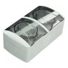 Розетка  RIGHT HAUSEN BERTA 2-а зовн. біла з/з з кришкою HN-013051