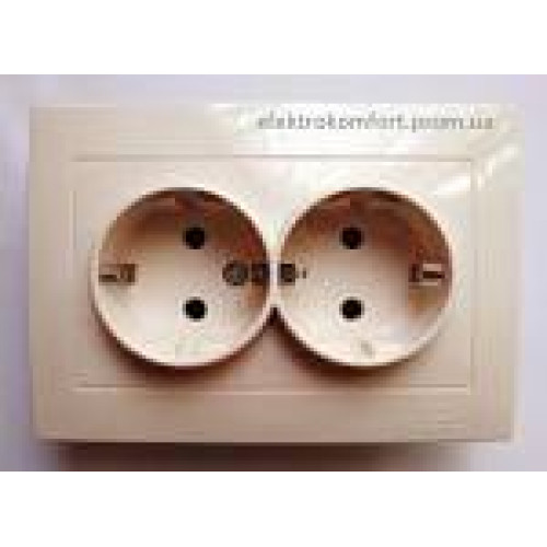 Розетка VELENA RIGHT HAUSEN   2-а внутр.. крем з/з HN-011103